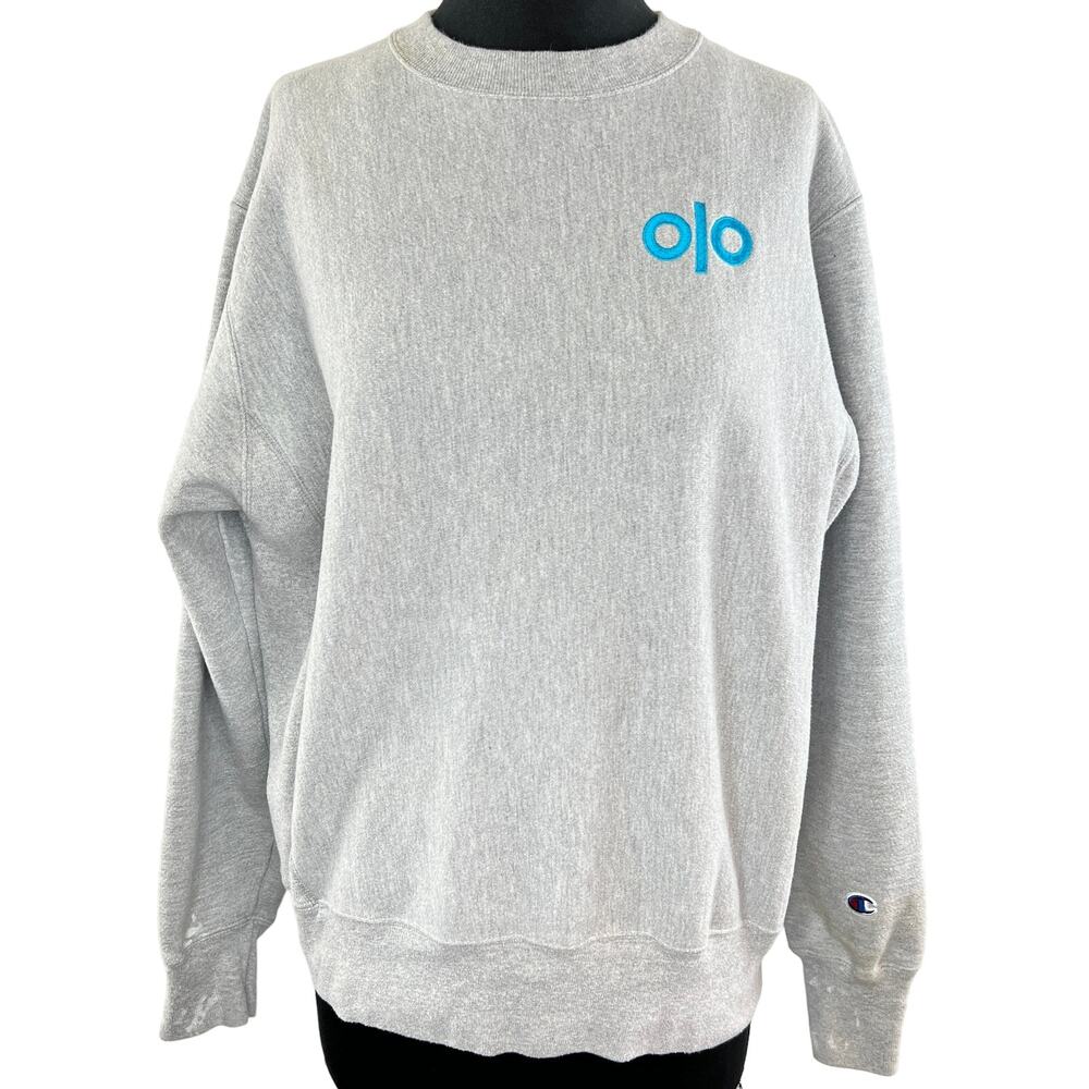 CHAMPION Gray Crewneck Long Sleeve Cotton Blend Pullover Sweatshirt M VINTAGE